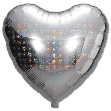 HEART SILVER HOLOGRAPHIC FOIL BALLOON 18" 