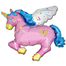 MINI SHAPE WINGED PINK UNICORN 14" 